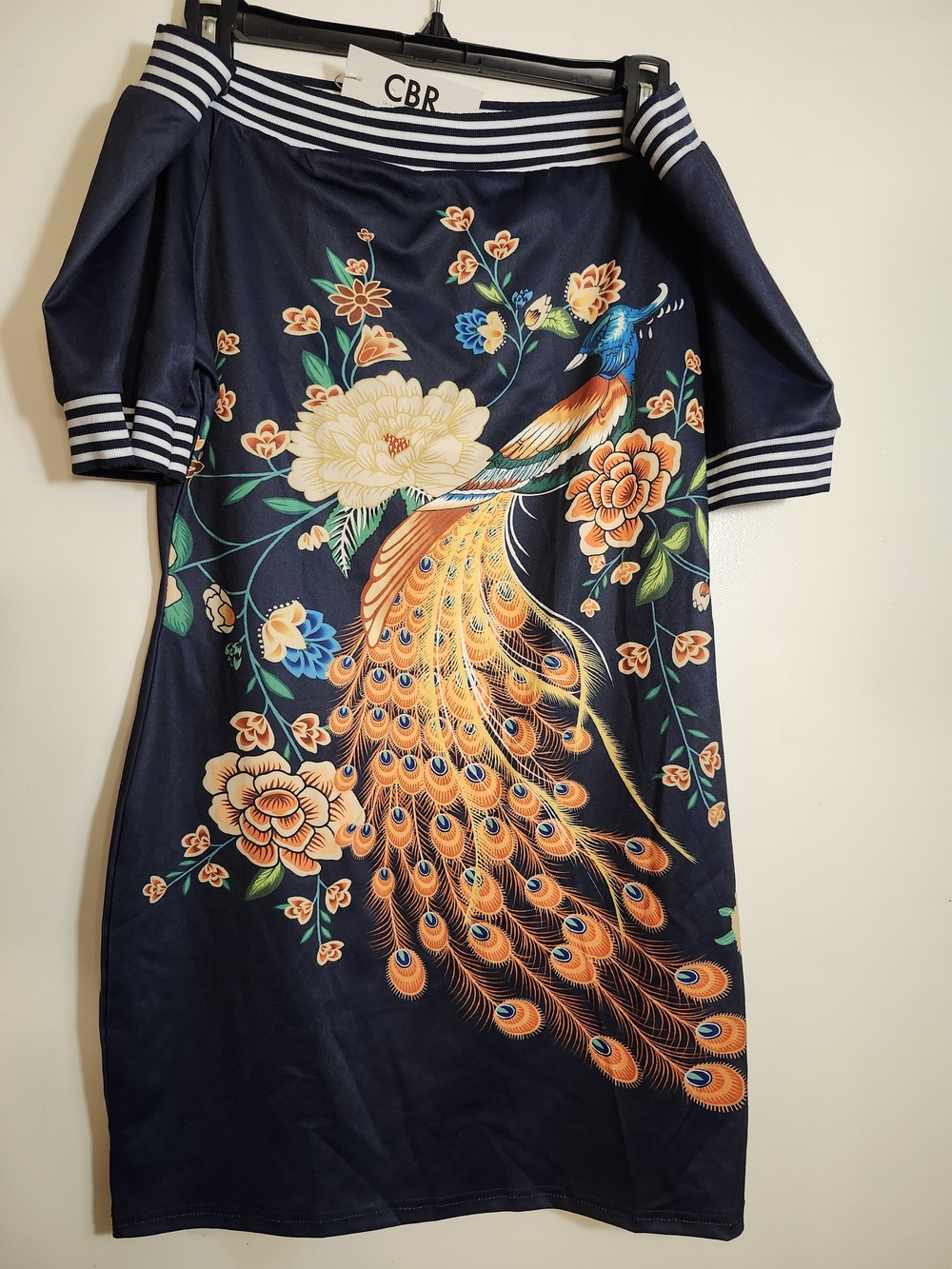 CBR Navy Floral Peacock Print Women’s Dress - Size XL